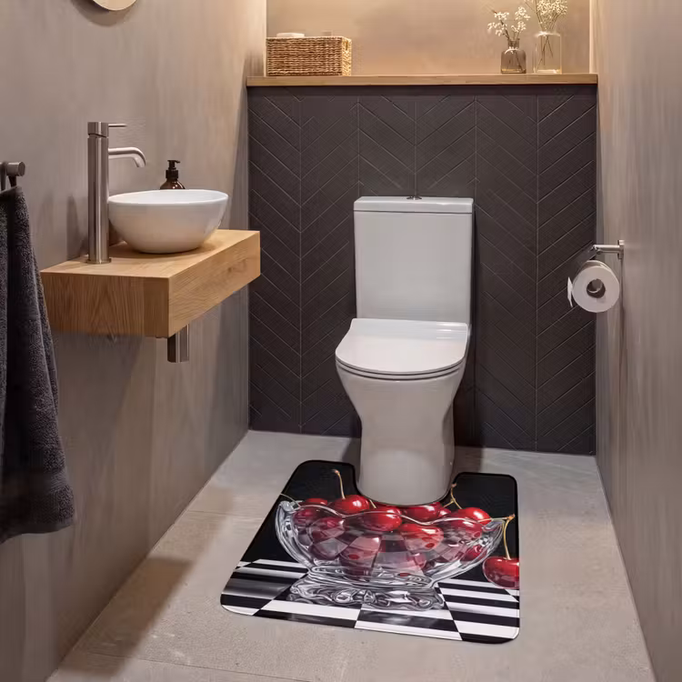 WC Mat - Eten - Kersen - Rood - Eten - Kersen - Rood WCmat U-uitsnede middel