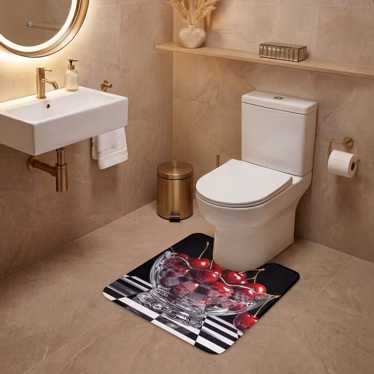 WC Mat - Eten - Kersen - Rood - Eten - Kersen - Rood WCmat U-uitsnede middel