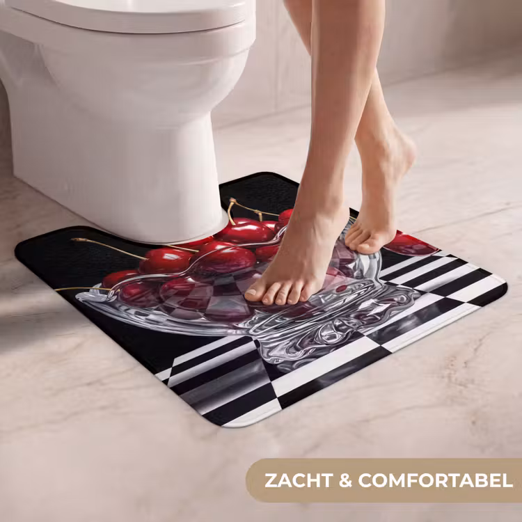 WC Mat - Eten - Kersen - Rood - Eten - Kersen - Rood WCmat U-uitsnede middel