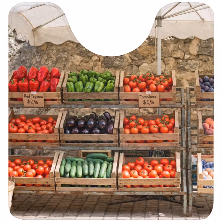 WC Mat - Eten - Markt - Vers - Eten - Markt - Vers WCmat U-uitsnede middel