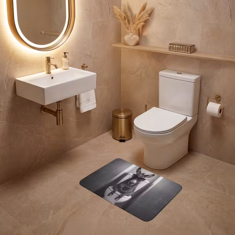 Ezel - Telefoon - Toilet - Zwart - Wit WCmat klein -sfeer3
