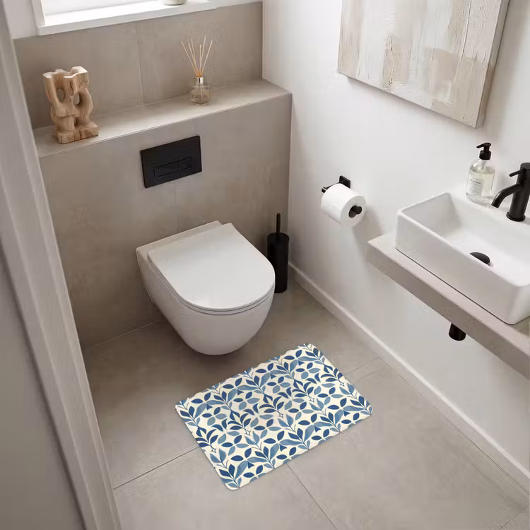 Flora - Modern - Blauw WCmat klein 1009 -sfeer1