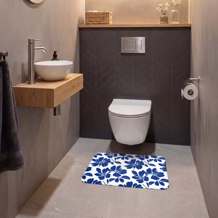 Floraal - Modern - Blauw WCmat klein 1009 -sfeer2