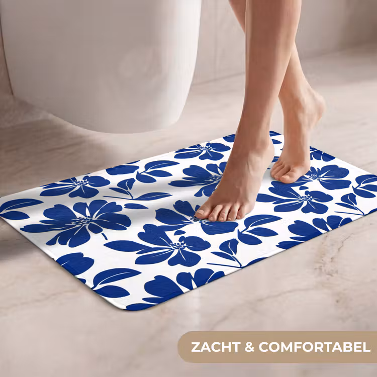 Floraal - Modern - Blauw WCmat klein 1009 -USP_ZachtNL