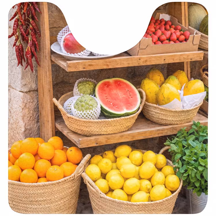 WC Mat - Fruit - Markt - Vers - Fruit - Markt - Vers WCmat U-uitsnede middel