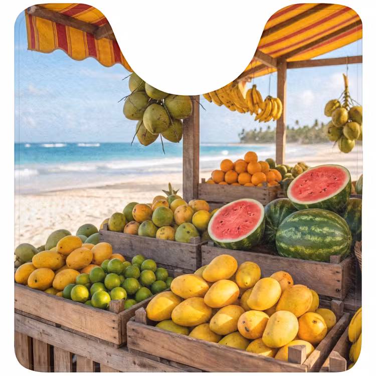 WC Mat - Fruit - Strand - Tropisch - Fruit - Strand - Tropisch WCmat U-uitsnede middel