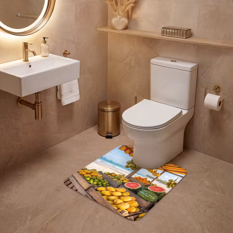 WC Mat - Fruit - Strand - Tropisch - Fruit - Strand - Tropisch WCmat U-uitsnede middel