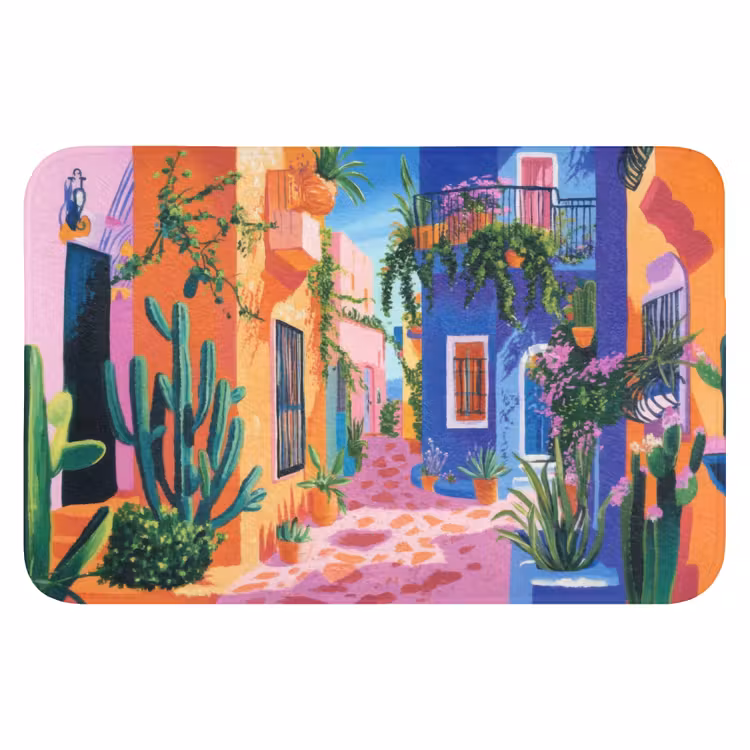 Geel - Blauw - Oranje - Huis WCmat klein -3d