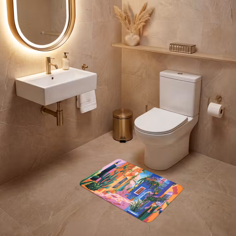 Geel - Blauw - Oranje - Huis WCmat klein -sfeer3