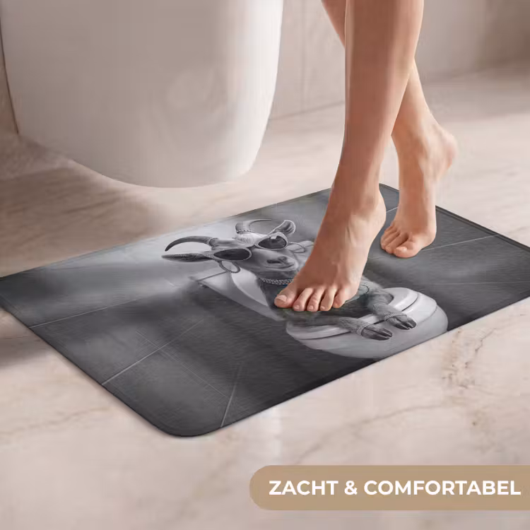 Geit - Telefoon - Toilet - Zwart - Wit WCmat klein -USP_ZachtNL