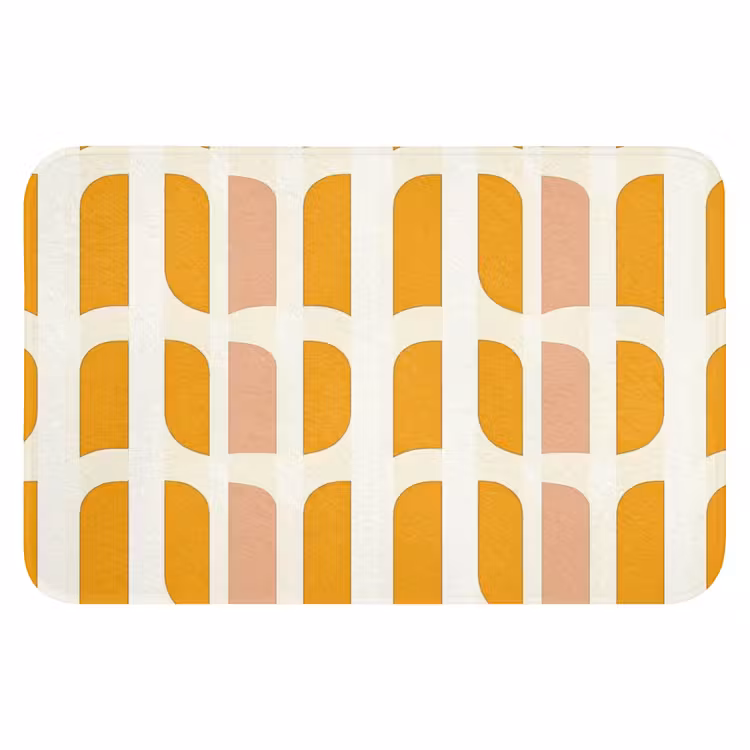 Geometrisch - Patroon - Geel - Roze WCmat klein 1009 -3d
