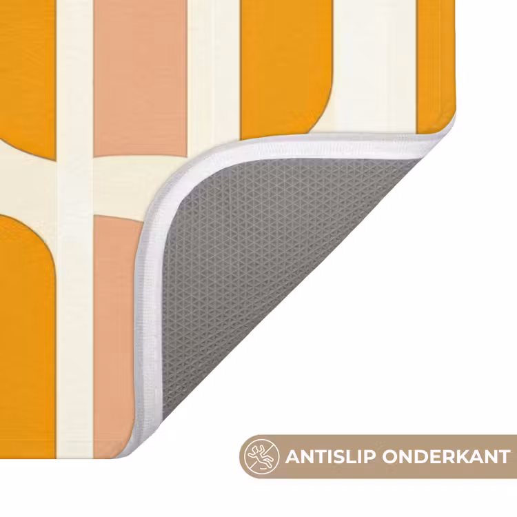 Geometrisch - Patroon - Geel - Roze WCmat klein 1009 -USP_AntislipNL