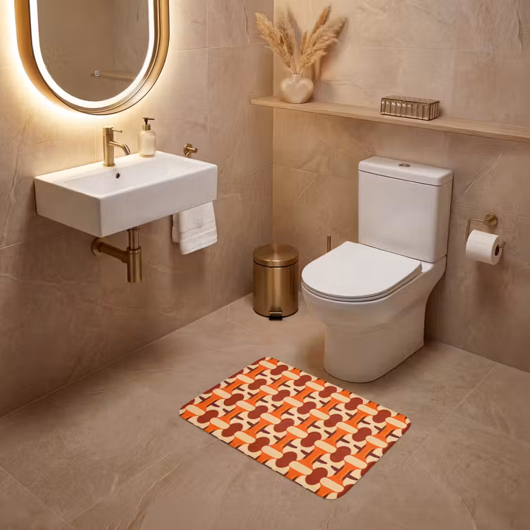 Geometrisch - Retro - Oranje WCmat klein 1009 -sfeer3