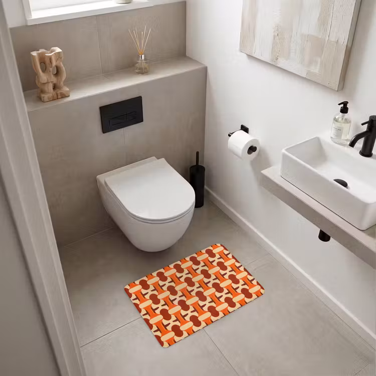 Geometrisch - Retro - Oranje WCmat klein 1009 -sfeer1