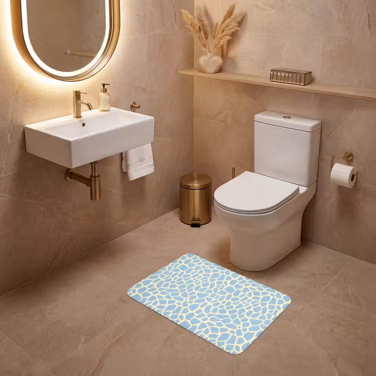 Giraf - Modern - Blauw WCmat klein 1009 -sfeer3