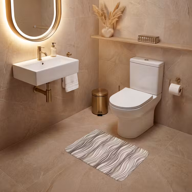Golven - 3D - Crème WCmat klein 1009 -sfeer3