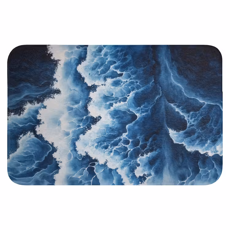 Golven - Blauw - Schuim WCmat klein -3d
