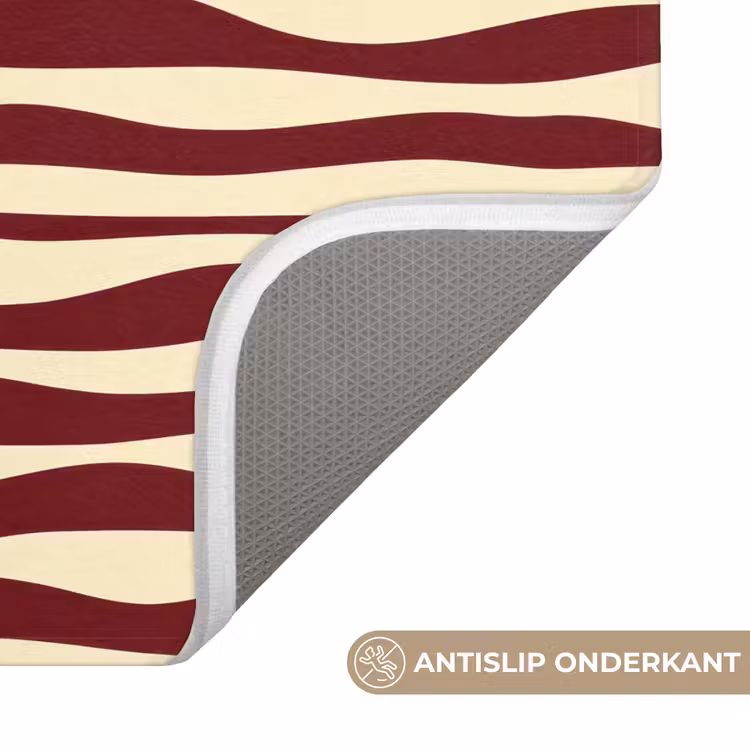 Golven - Rood - Patroon - Crème WCmat klein 1009 -USP_AntislipNL