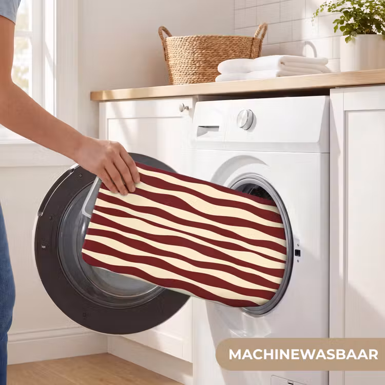 Golven - Rood - Patroon - Crème WCmat klein 1009 -USP_WasbaarNL