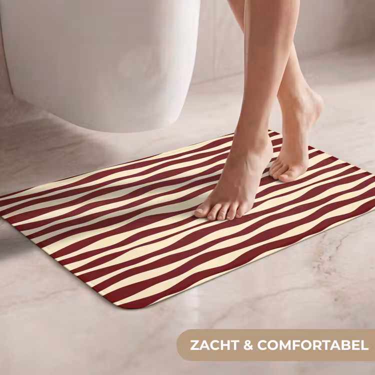 Golven - Rood - Patroon - Crème WCmat klein 1009 -USP_ZachtNL