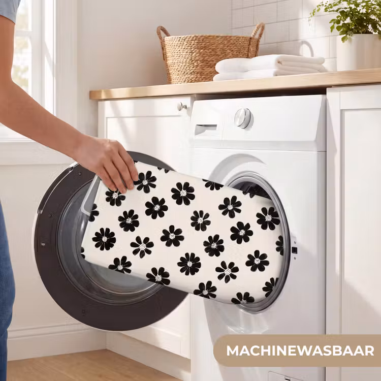 Grafisch - Madeliefjes - Zwart - Beige WCmat klein 1009 -USP_WasbaarNL