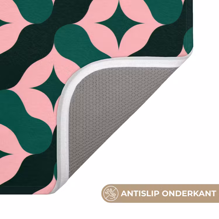 Groen - Roze - Retro - Sterren WCmat klein 1009 -USP_AntislipNL