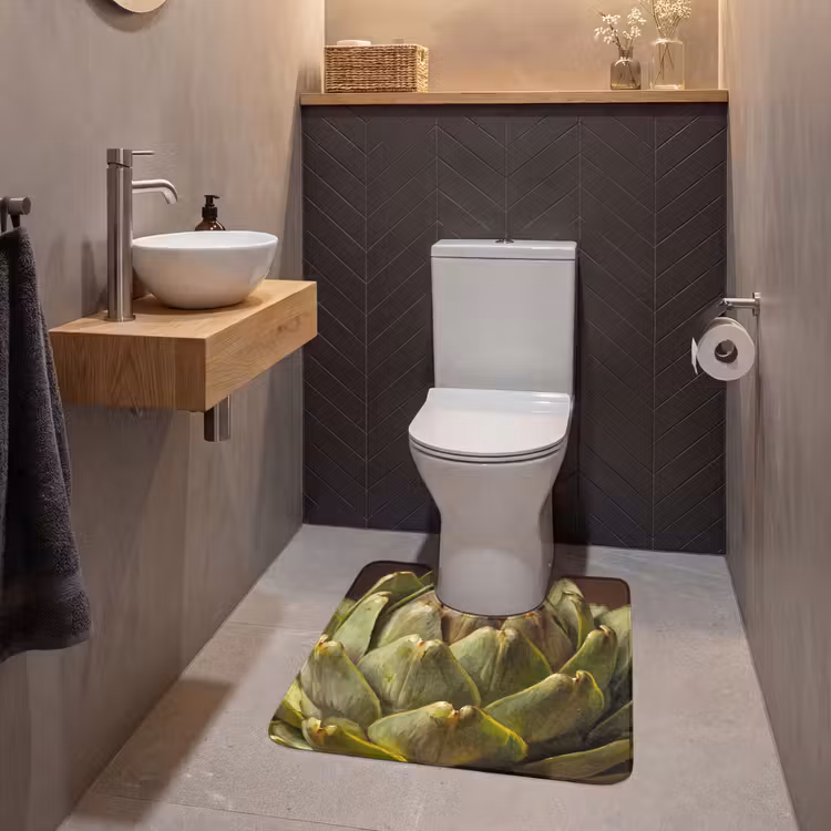 WC Mat - Groente - Artisjok - Groen - Groente - Artisjok - Groen WCmat U-uitsnede middel