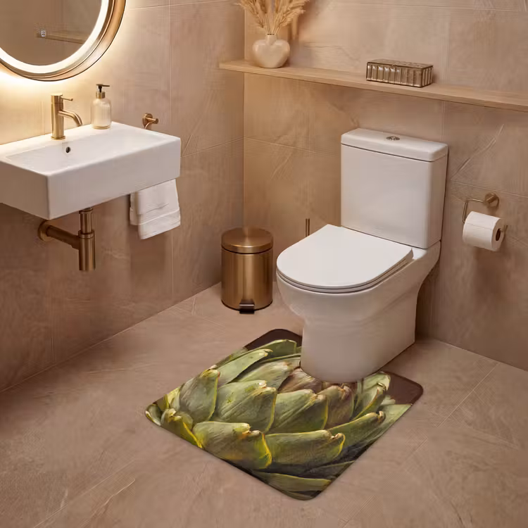 WC Mat - Groente - Artisjok - Groen - Groente - Artisjok - Groen WCmat U-uitsnede middel
