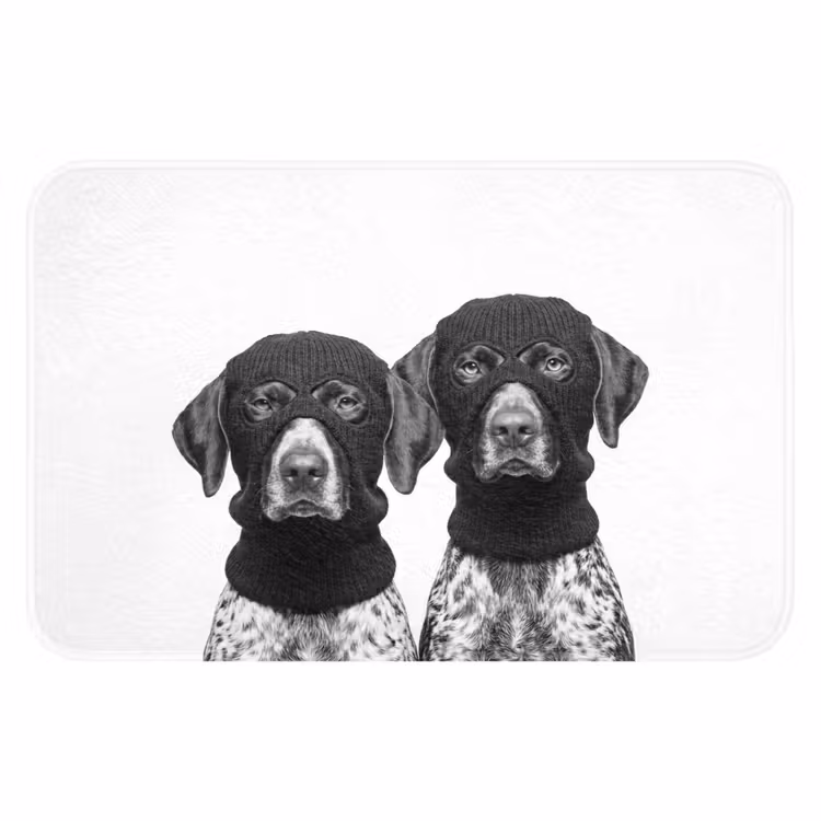 Honden - Bivakmuts - Zwart - wit WCmat klein -3d