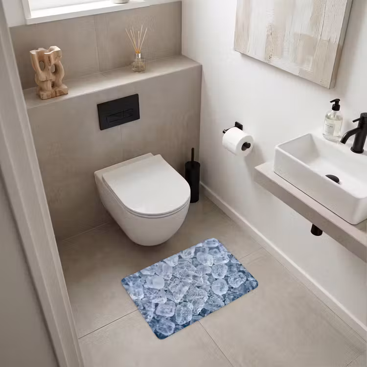 Ijsblokjes - Water - Blauw WCmat klein -sfeer1