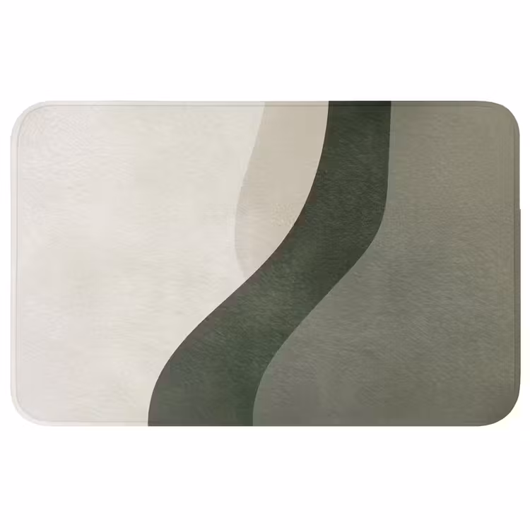 Japandi - Groen - Abstract - Modern WCmat klein -3d