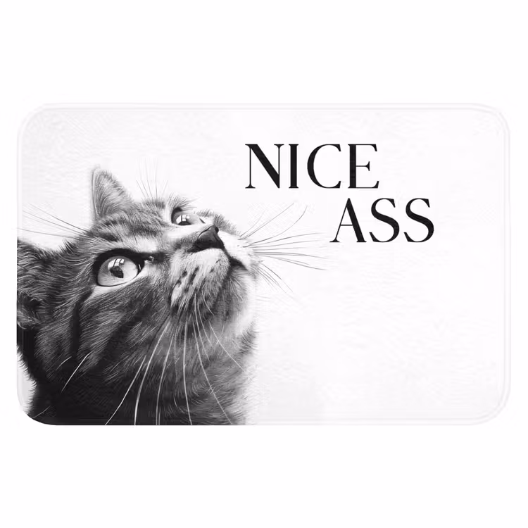 Katten - Nice ass - Quote - Zwart wit - Spreuken WCmat klein -3d