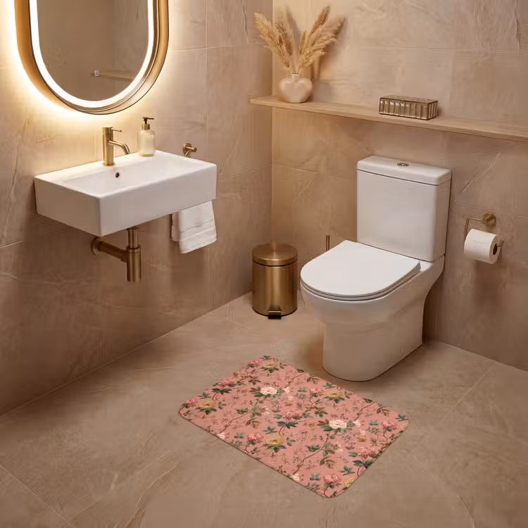 Klassiek - Botanisch - Roze WCmat klein 1009 -sfeer3