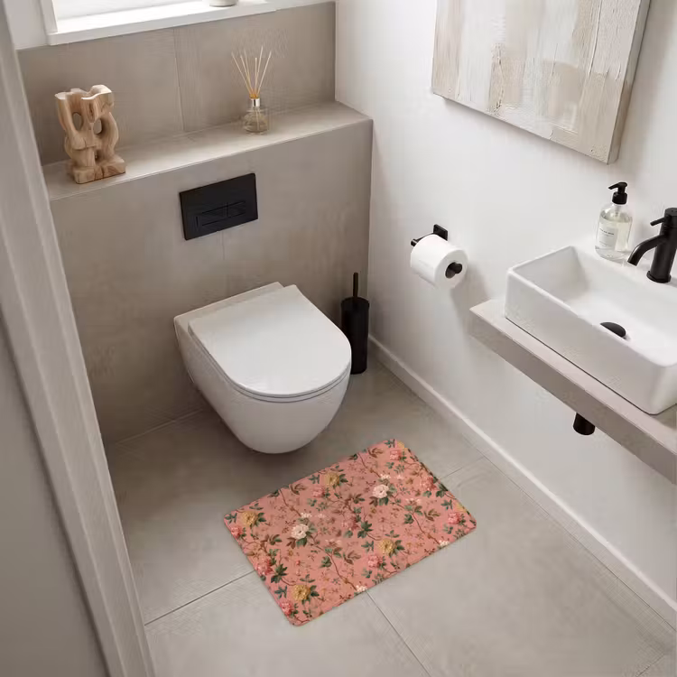 Klassiek - Botanisch - Roze WCmat klein 1009 -sfeer1