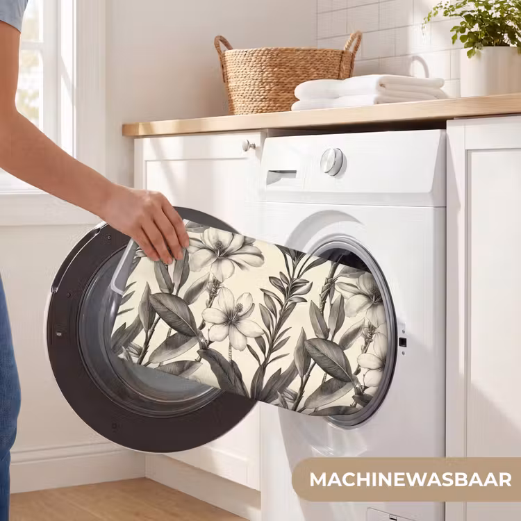 Klassiek - Botanisch - Zwart - Beige WCmat klein 1009 -USP_WasbaarNL