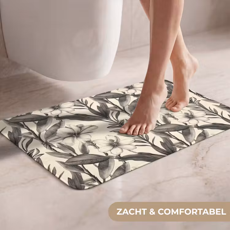 Klassiek - Botanisch - Zwart - Beige WCmat klein 1009 -USP_ZachtNL