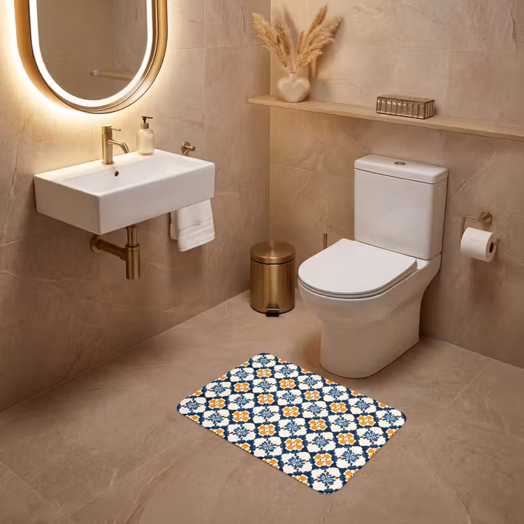 Klassiek - Geometrisch - Blauw WCmat klein 1009 -sfeer3