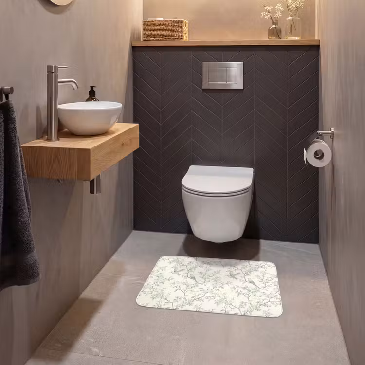 Klassiek - Vogels - Groen WCmat klein 1009 -sfeer2
