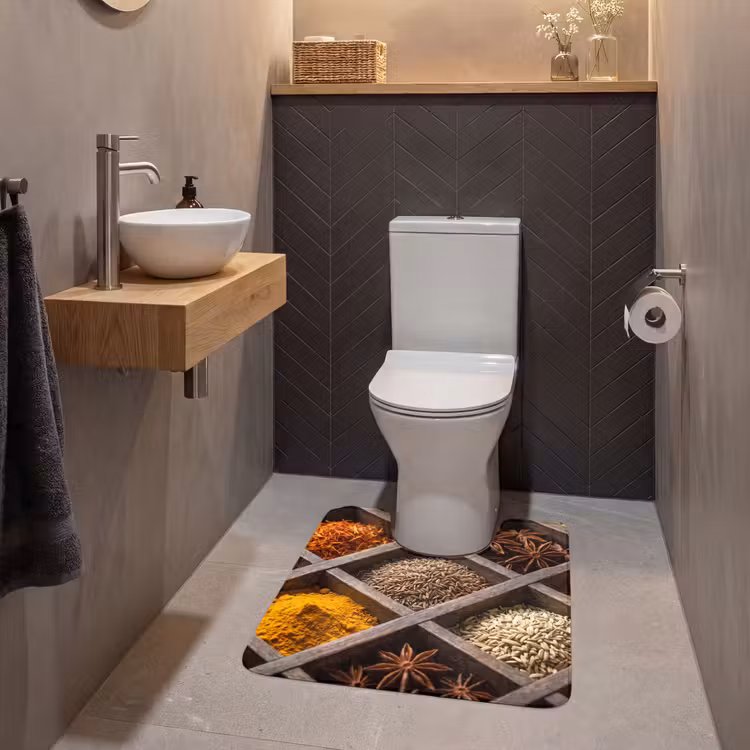 WC Mat - Kruiden - Houten - Eten - Kruiden - Houten - Eten WCmat U-uitsnede middel