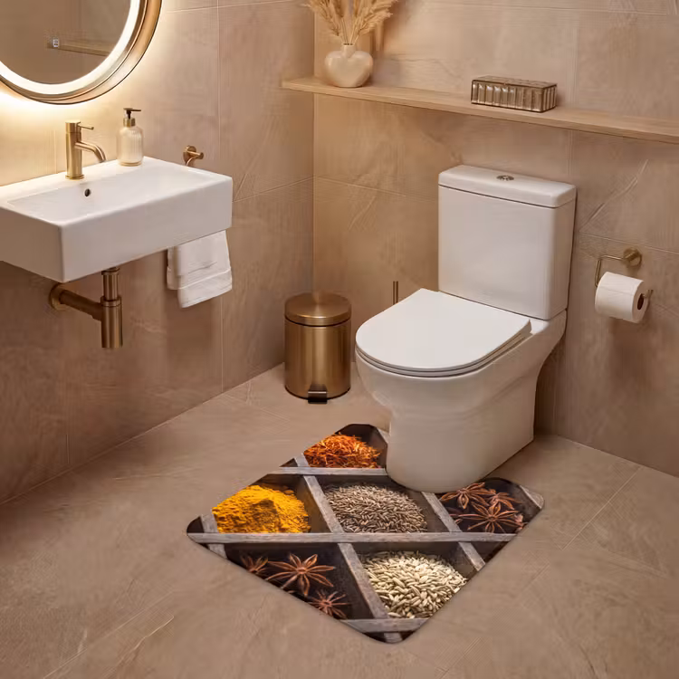 WC Mat - Kruiden - Houten - Eten - Kruiden - Houten - Eten WCmat U-uitsnede middel