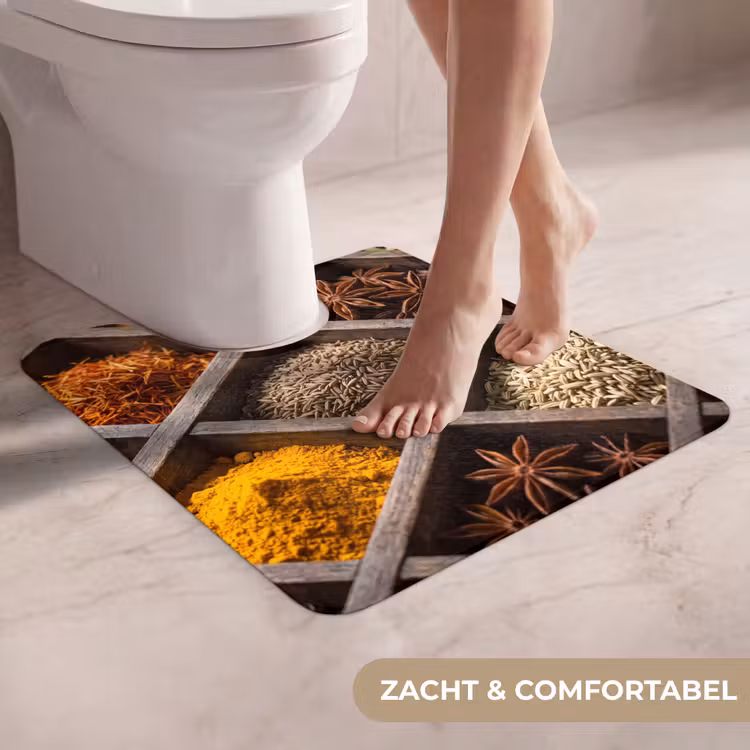 WC Mat - Kruiden - Houten - Eten - Kruiden - Houten - Eten WCmat U-uitsnede middel