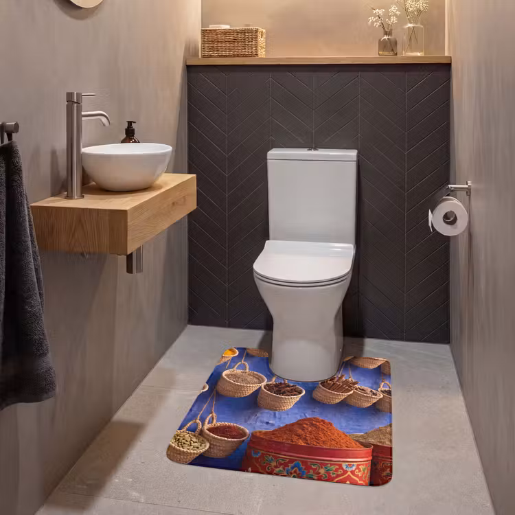 WC Mat - Kruiden - Manden - Markt - Kruiden - Manden - Markt WCmat U-uitsnede middel