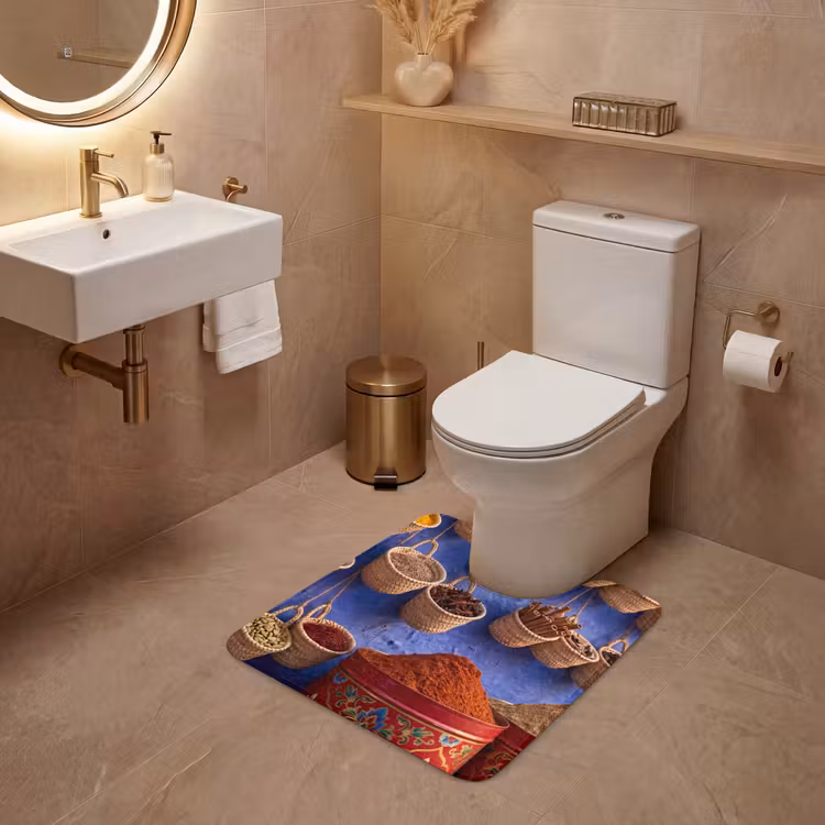 WC Mat - Kruiden - Manden - Markt - Kruiden - Manden - Markt WCmat U-uitsnede middel