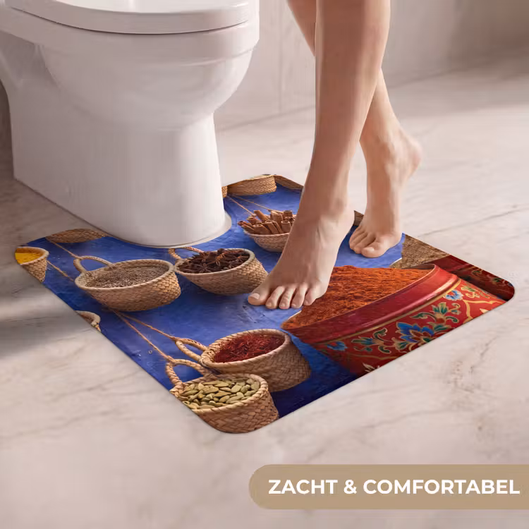 WC Mat - Kruiden - Manden - Markt - Kruiden - Manden - Markt WCmat U-uitsnede middel