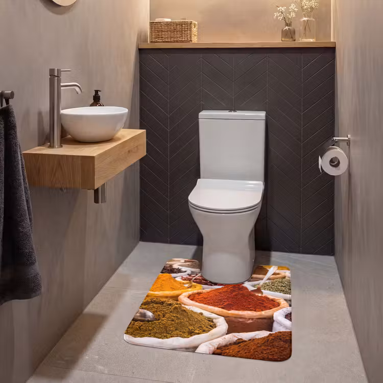 WC Mat - Kruiden - Markt - Eten - Kruiden - Markt - Eten WCmat U-uitsnede middel