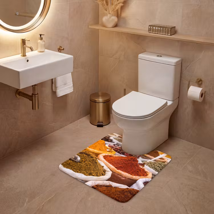 WC Mat - Kruiden - Markt - Eten - Kruiden - Markt - Eten WCmat U-uitsnede middel