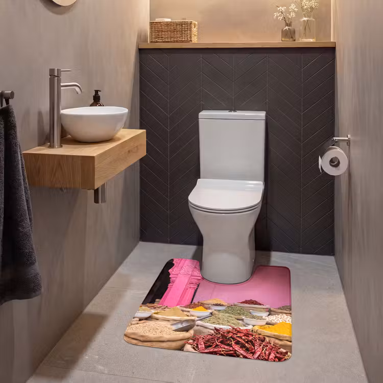 WC Mat - Kruiden - Markt - Roze - Kruiden - Markt - Roze WCmat U-uitsnede middel