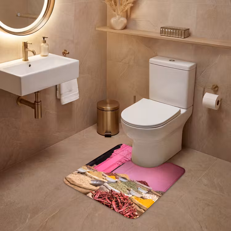 WC Mat - Kruiden - Markt - Roze - Kruiden - Markt - Roze WCmat U-uitsnede middel