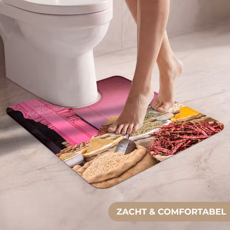 WC Mat - Kruiden - Markt - Roze - Kruiden - Markt - Roze WCmat U-uitsnede middel