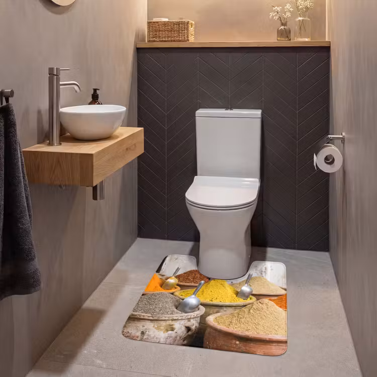 WC Mat - Kruiden - Potten - Oosters - Kruiden - Potten - Oosters WCmat U-uitsnede middel